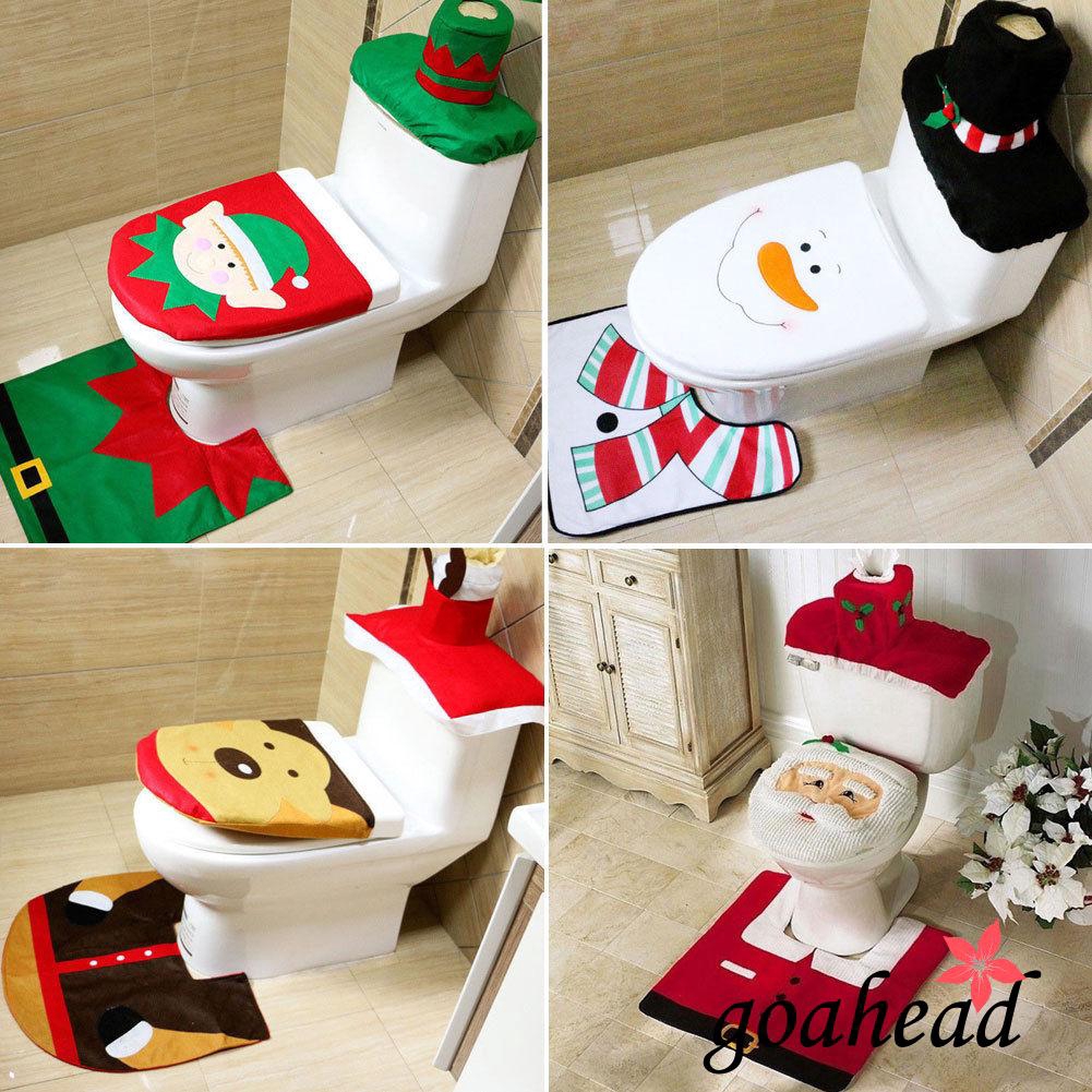 Bộ vỏ bọc bệ ngồi toilet hình ông già Noel/tuần lộc/thần lùn/người tuyết dễ thương