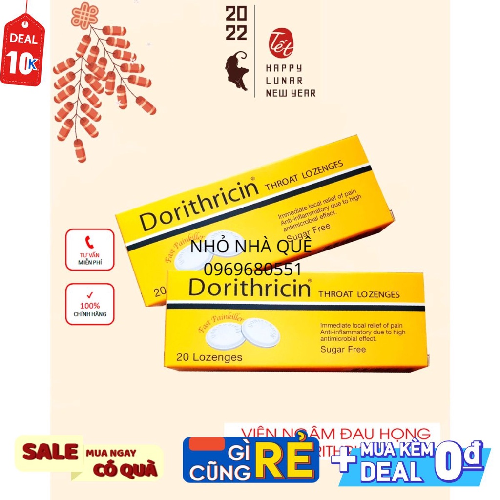 Viên ngậm kháng khuẩn Dorithricin hộp 20 viên