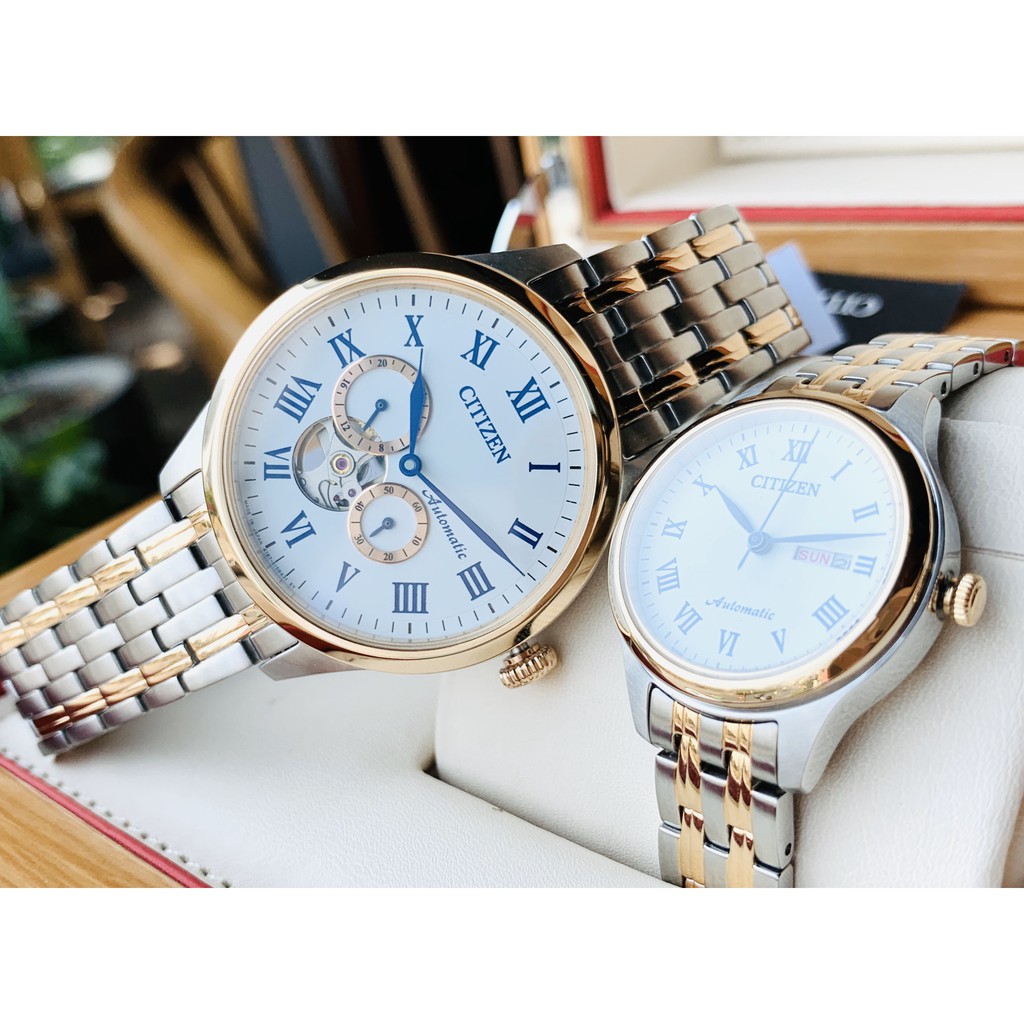 Đồng hồ cặp Citizen Automatic Luxury NP1026 vs NY7005 - Máy Automatic - Kính Sapphire