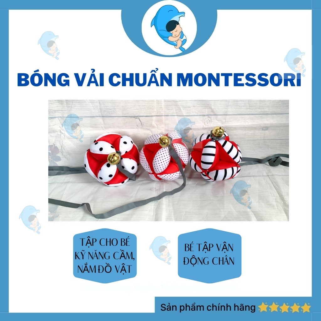 Bóng Vải Montessori Dành Cho Bé Sơ Sinh Đến 1 Tuổi Giúp Kích Thích Thị Giác