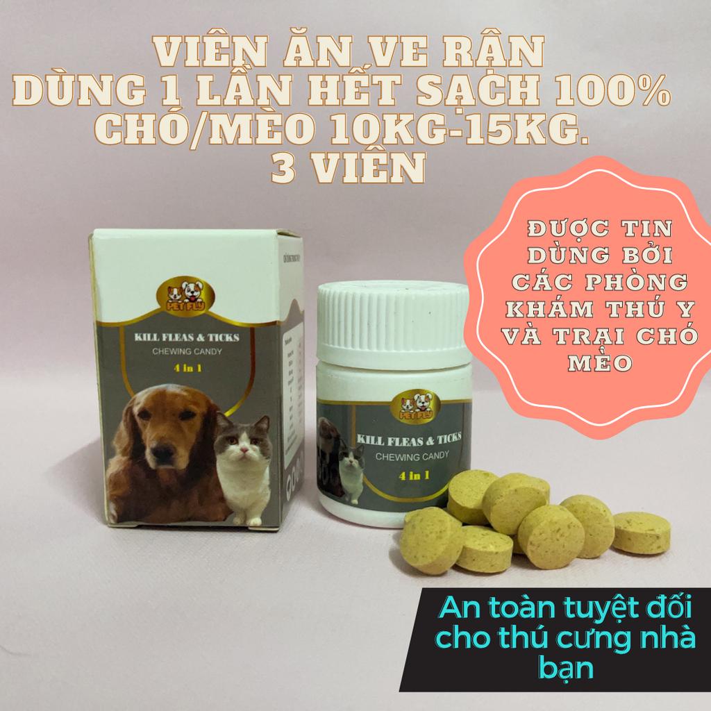 Viên ăn hết ve rận chó mèo 10kg-15kg. 3 viên