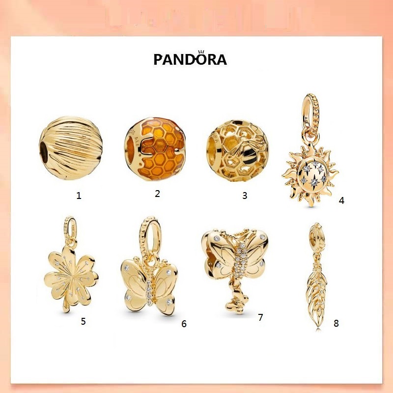 Vòng tay mạ vàng 9250 hạt charm mật ong lấp lánh