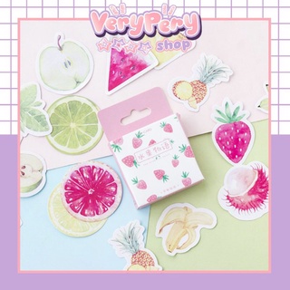 Hộp 45 sticker trái cây mùa hè dễ thương dán sổ, làm bulletjournal