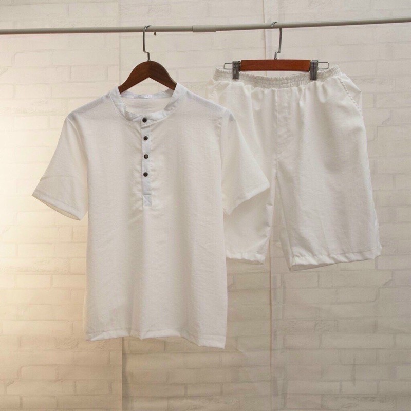 Đồ bộ đũi cổ tàu cúc gỗ . Bộ đũi nam thời trang . | BigBuy360 - bigbuy360.vn