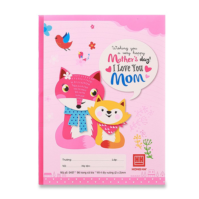 10 quyển Vở Hồng Hà 4 ô ly 96 trang Class Family 0407 dành cho học sinh miền Trung - Nam
