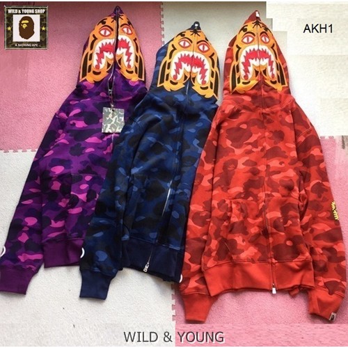 Áo Khoác Hoodie Nam Nữ - Khoác BAPE Shark Cá Mập Tiger - AKH1B