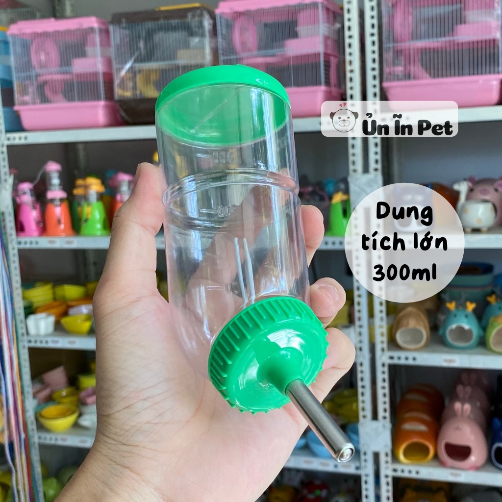 Bình nước hamster, loại bi 300ml cho sóc, bọ, nhím, thú nhỏ