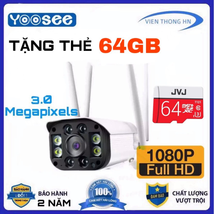 camera yoosee 4 Râu [CÓ MẦU BAN ĐÊM TẶNG THẺ 64gb và 32GB] camera wifi ip ngoài trời - trong nhà  3.0 Mp full hd 1080p