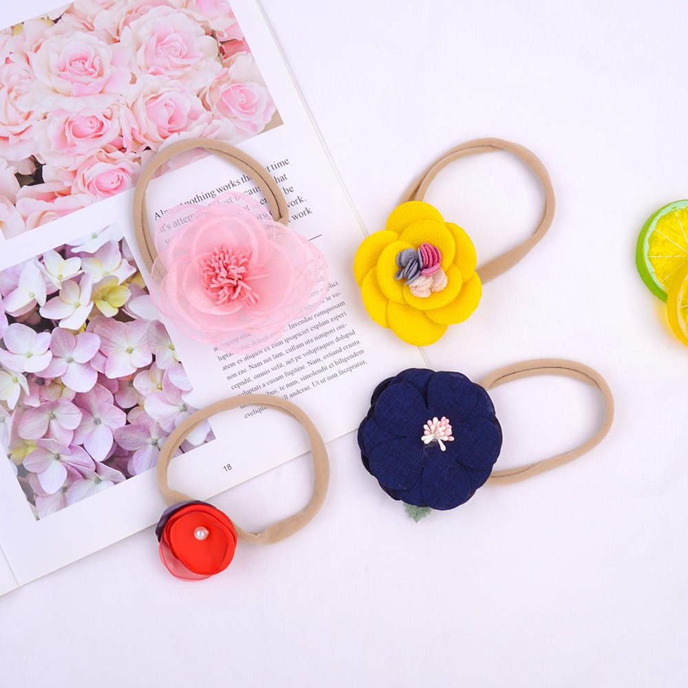 KIDSBOWS Bộ 10 băng đô thun đính bông hoa xinh xắn dễ thương dành cho bé gái sơ sinh/ mới biết đi