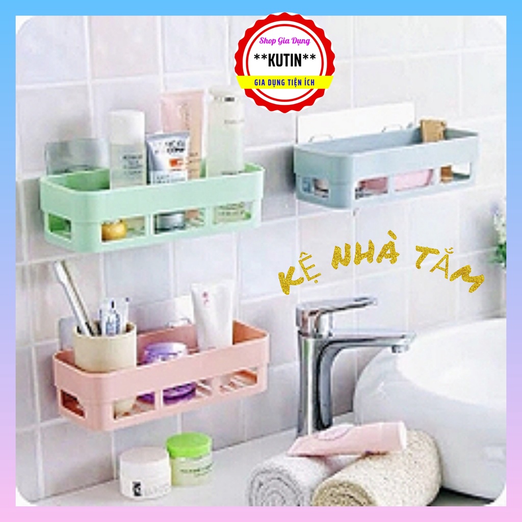 Kệ Nhựa Chữ Nhật Đa Năng TABIHOME - Đựng Để Đồ Nhà Tắm - Nhà Bếp - Miếng Dính Đôi Siêu Chắc