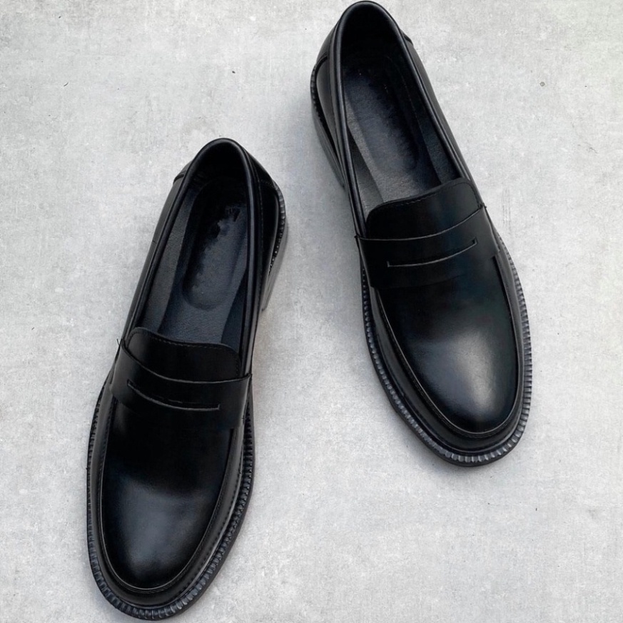 Giày Penny Loafer Black đế cao su đúc nguyên khối tăng chiều cao CLF-02
