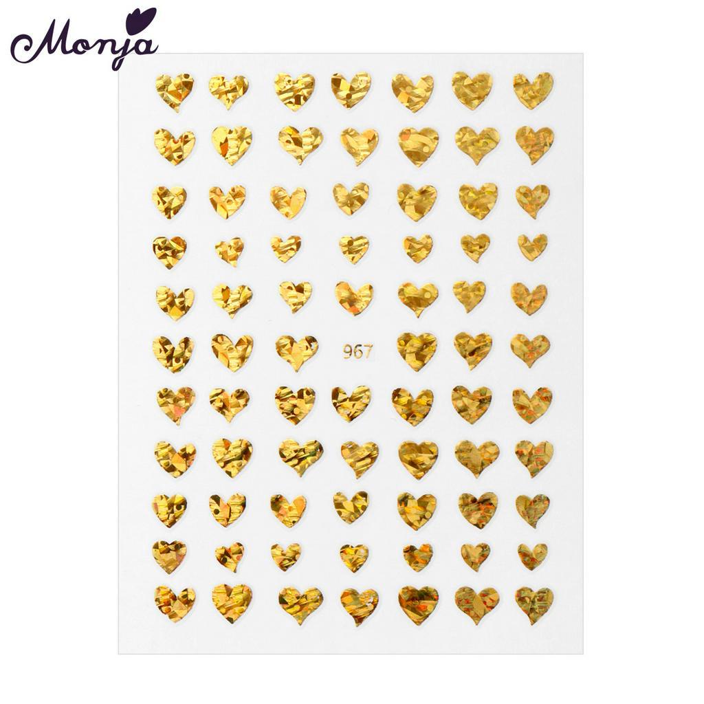 [Hàng mới về] Miếng Dán Trang Trí Móng Tay Nghệ Thuật Monja Hình Trái Tim Tự Dính Gồm 6 Kiểu Tùy Chọn