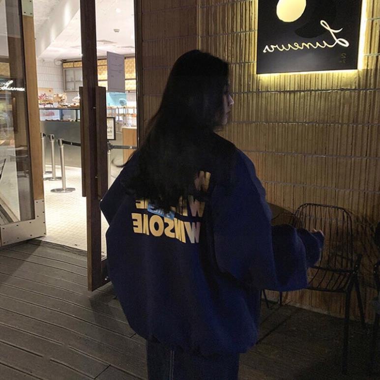 Áo Sweater Form Rộng Vải Nỉ Lót Bông Dầy Dặn In Chữ Winsome(Hàng Sẵn)