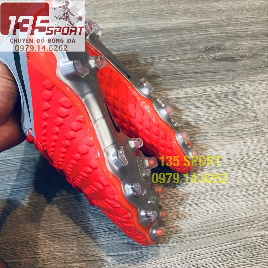 Giày đá bóng đinh cao Hyper Phantom Đỏ xám