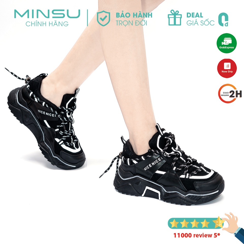 Giày Thể Thao Phản Quang MINSU CENICE M3801, Giày Sneaker Nữ Phản Quang Hot Nhất 2020 Thiết Kế Độc Đáo Cực Chất Ngầu