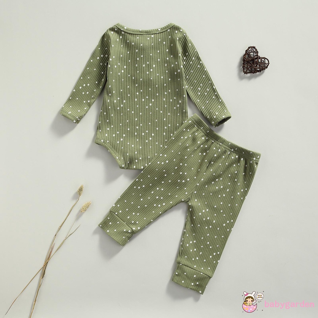 Set áo liền quần dài tay cổ tròn họa tiết chấm bi + quần dài lưng thun dành cho bé trai