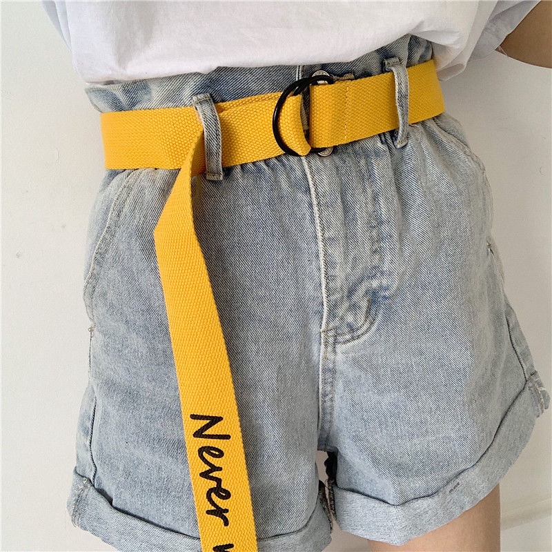 Thắt Lưng Vải Canvas Phối Khóa Hai Vòng Tròn Thời Trang Unisex 22556