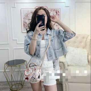 Khoác jean lửng rách MK193 KJW064