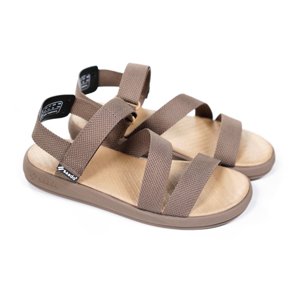 Sandal Saado QT05 màu nâu cà phê sữa Alphalibe, Dép quai sau nam nữ đi học đi làm