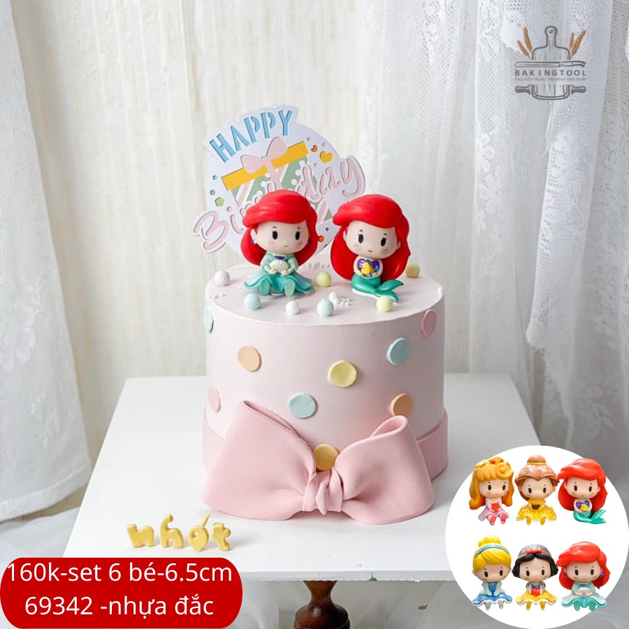 Trang trí bánh mô hình 6 công chúa Disney chibi