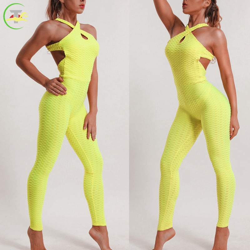 TG Women Halter Jumpsuits Lifting Hips Sleeveless Slim Fit Female Fitness Bodysuit @vn | BigBuy360 - bigbuy360.vn