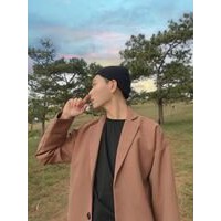 Áo blazer nam oversize , 2 lớp, màu nâu tây phong cách retro phong cách Hàn Quốc - BZ01