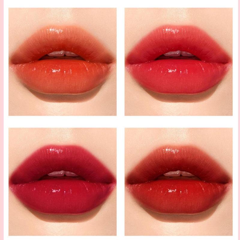 4 pcs/set cute lip stain liquid set box mirror water lipstick berry gloss color glaze lip glass H6I4