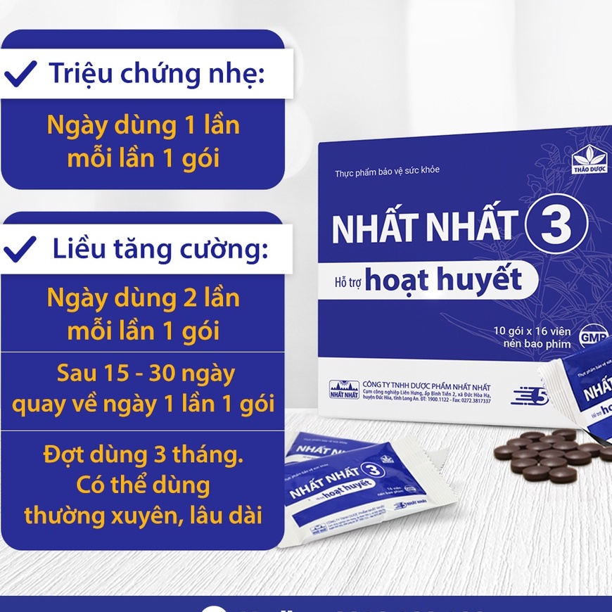 Viên nén hoạt huyết - NHẤT NHẤT 3 -Hỗ trợ hoạt huyết, tăng cường lưu thông máu lên não. giảm mất ngủ, đau đầu,chóng mặt.