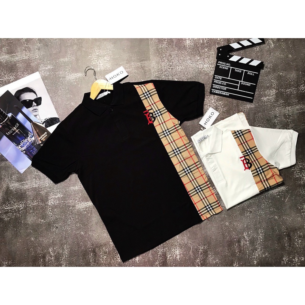 Áo thun nam cổ bẻ tay ngắn phối họa tiết vải mịn | BigBuy360 - bigbuy360.vn