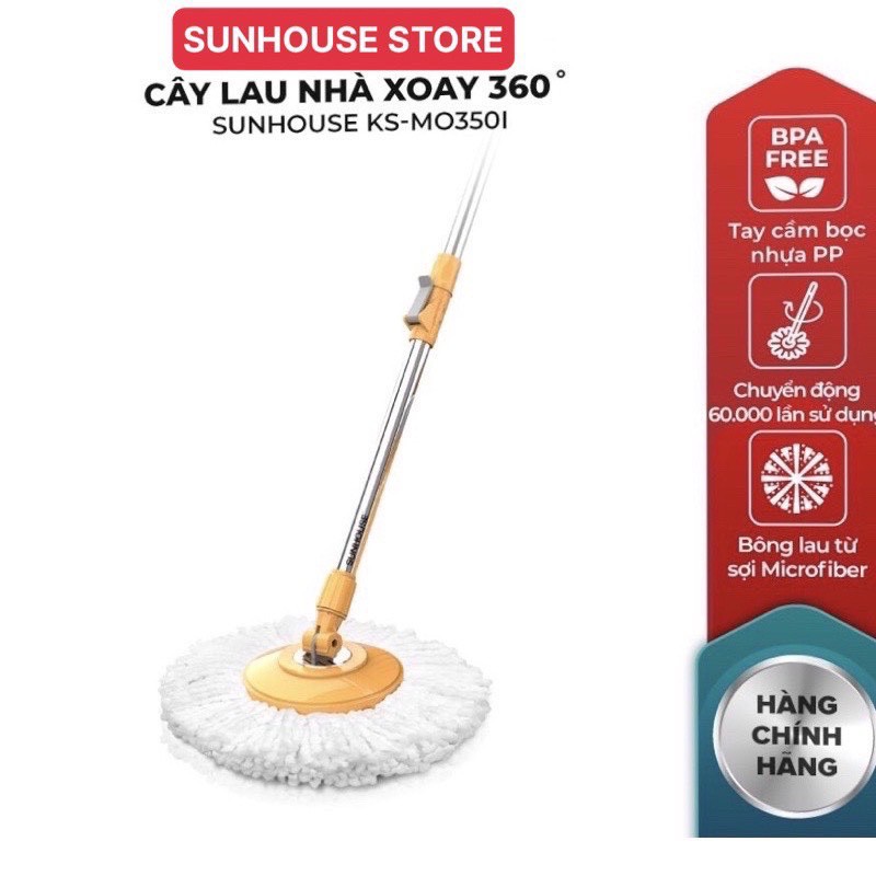 Cây Lau Nhà Microfiber Xoay 360 Độ SUNHOUSE KS-MO350I