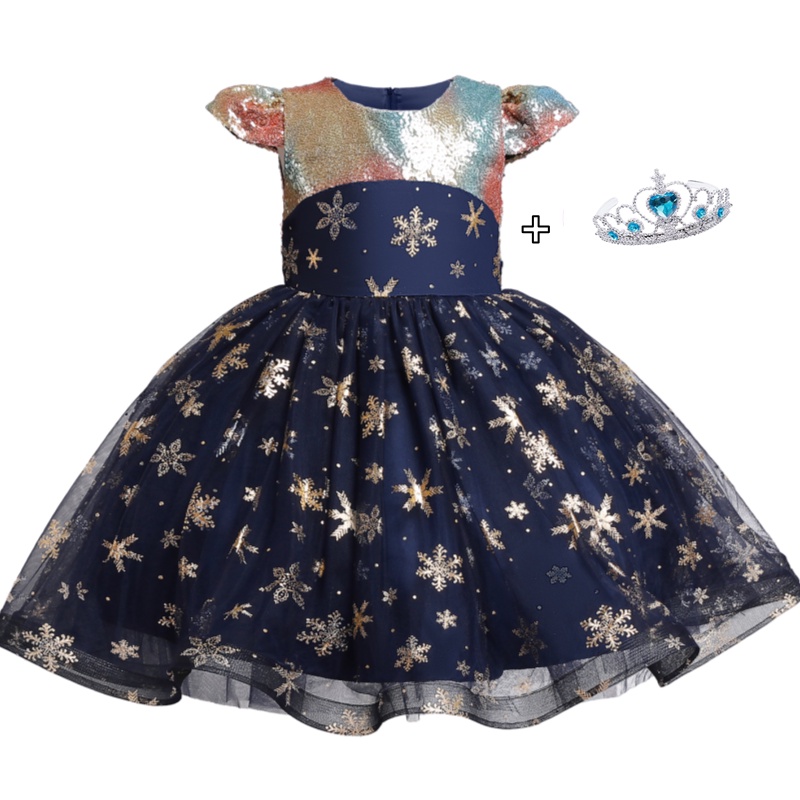 Đầm công chúa đính kim sa hình cánh thiên thần cho bé gái