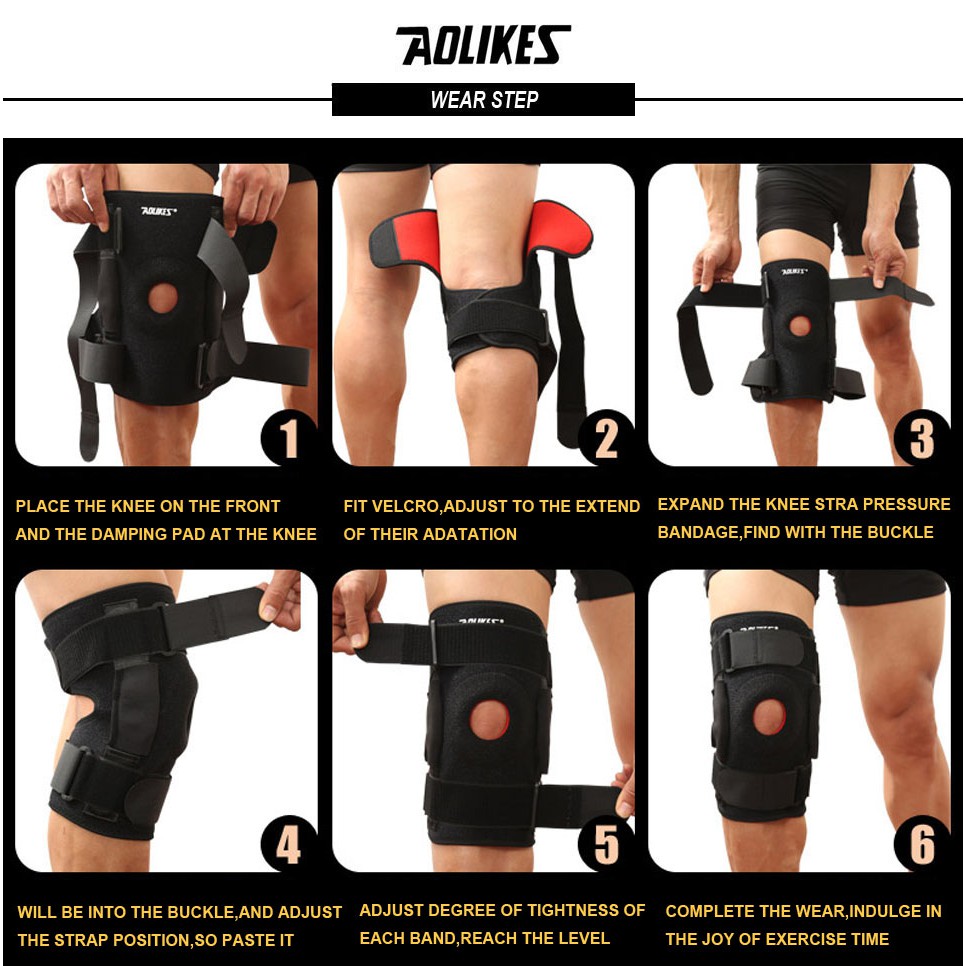 Đai bó bảo vệ khớp gối AOLIKES A-7907 sử dụng thanh hợp kim nhôm trợ lực sport knee protector