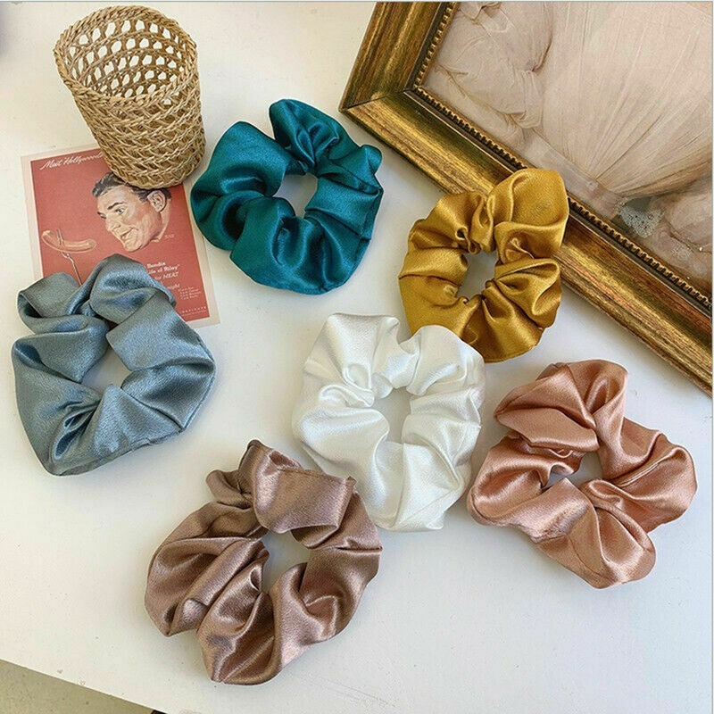 Dây Buộc Tóc Vải Satin Co Giãn Thiết Kế Tinh Tế Thời Trang Cho Nữ