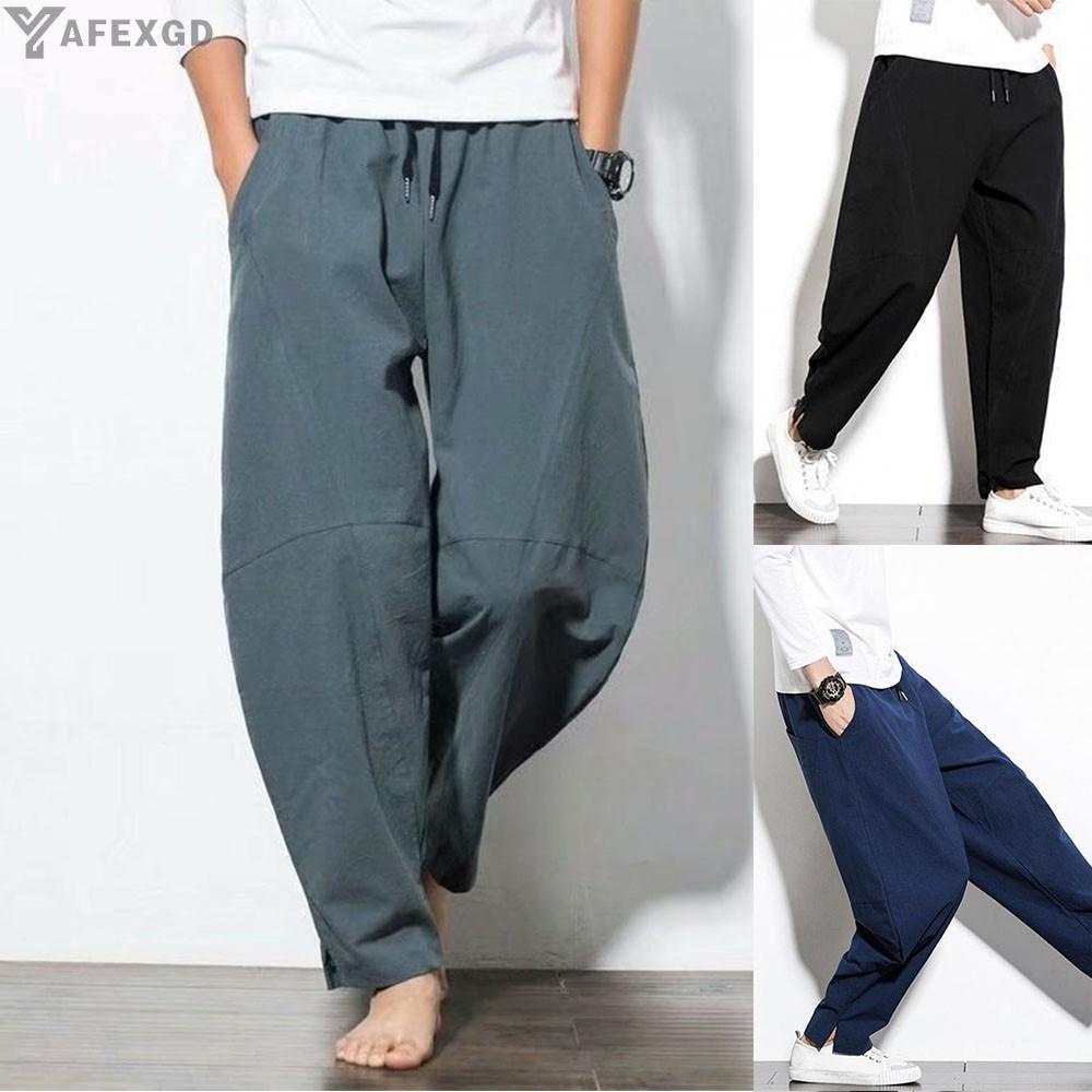 YAFEXGD&Quần baggy lưng thấp có dây rút dùng tập yoga/gym/thể hình