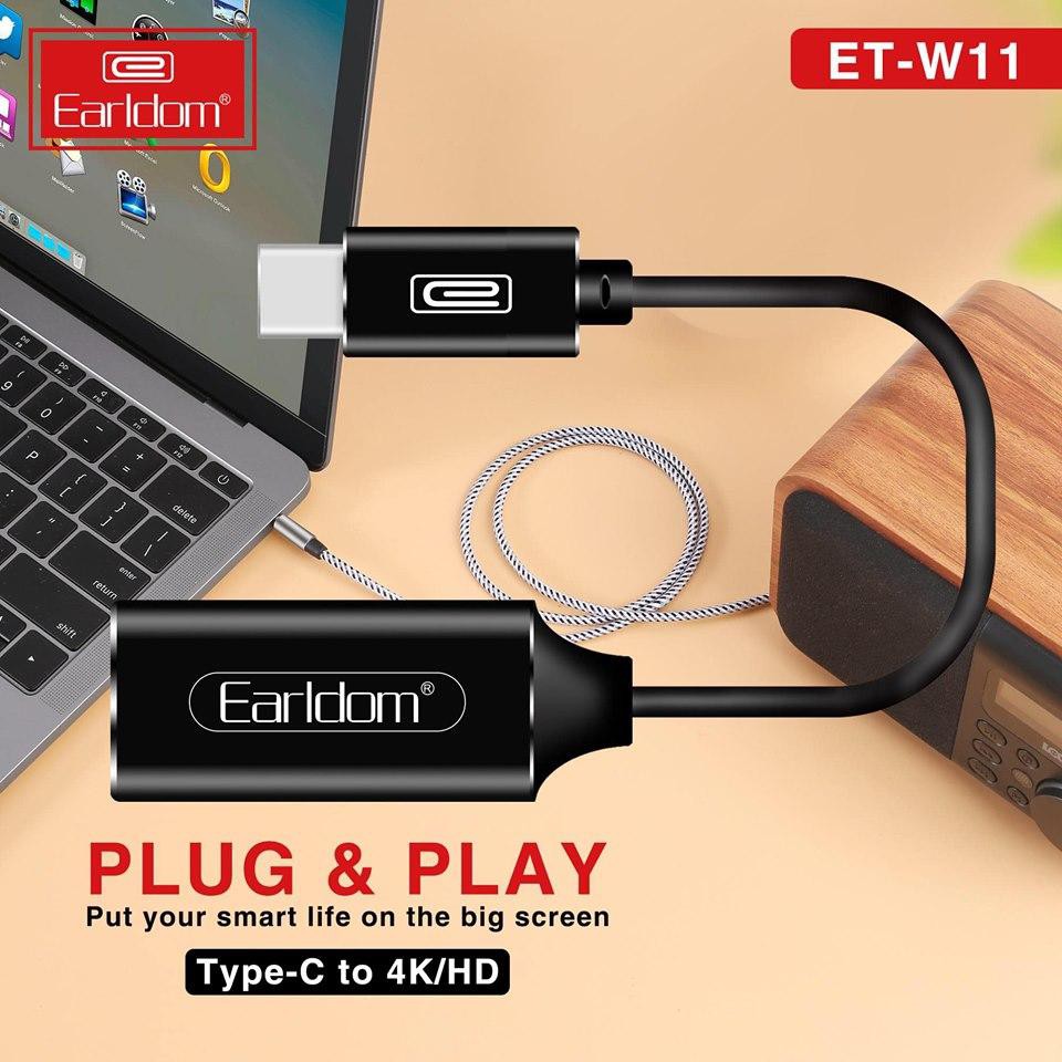 (BH Chính Hãng 5 Năm) Cáp chuyển đổi USB Type-C to HDMI Earldom ET-W11