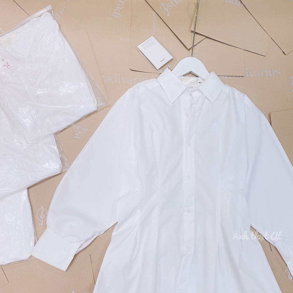 Áo sơ mi  trắng nữ nhún eo dáng xòe áo sơ mi nữ công sở LD023 | BigBuy360 - bigbuy360.vn
