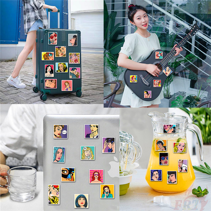 Set 50 nhãn dán nghệ thuật - Người đẹp đừng khóc Series 02 chống nước dùng trang trí thủ công DIY