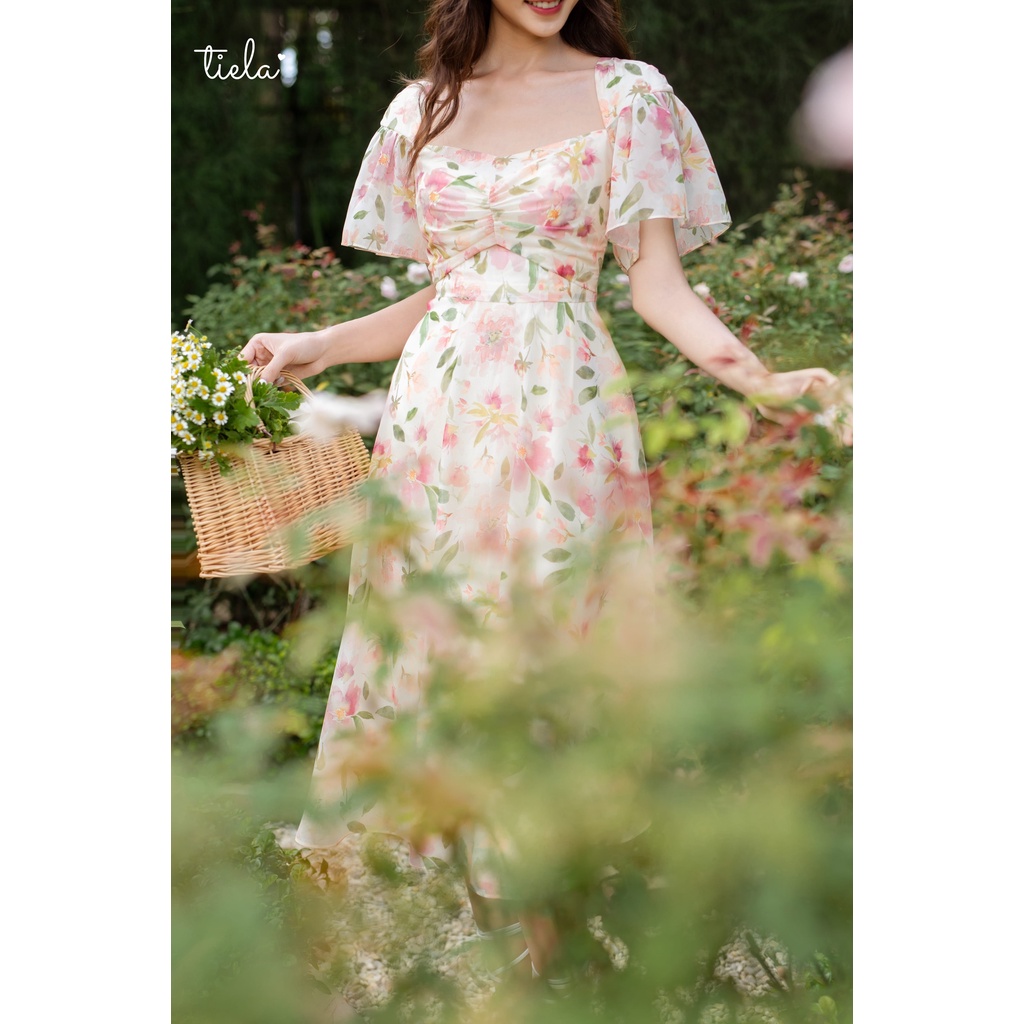 TIELA Đầm váy hoa cổ vuông-Fiona Dress