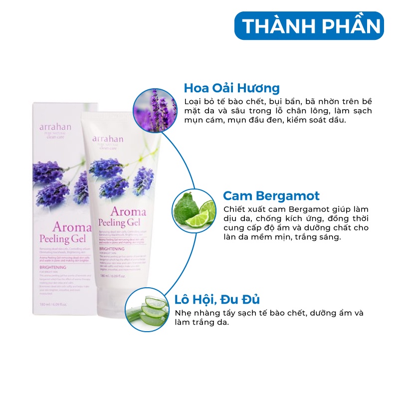 Tẩy da chết - Tẩy tế bào da chết chiết xuất hoa oải hương ARRAHAN Hàn Quốc 180ml