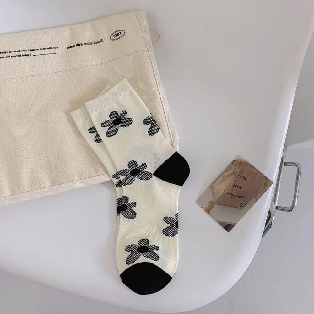 Vớ Cotton Thoáng Khí In Họa Tiết Hoa Phong Cách Harajuku Dễ Thương Thời Trang Cho Nữ