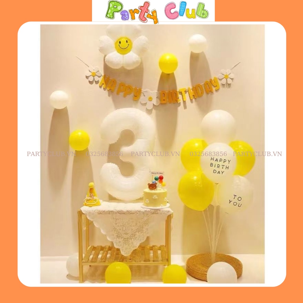 Set bóng trang trí sinh nhật cho bé màu vàng mẫu mới