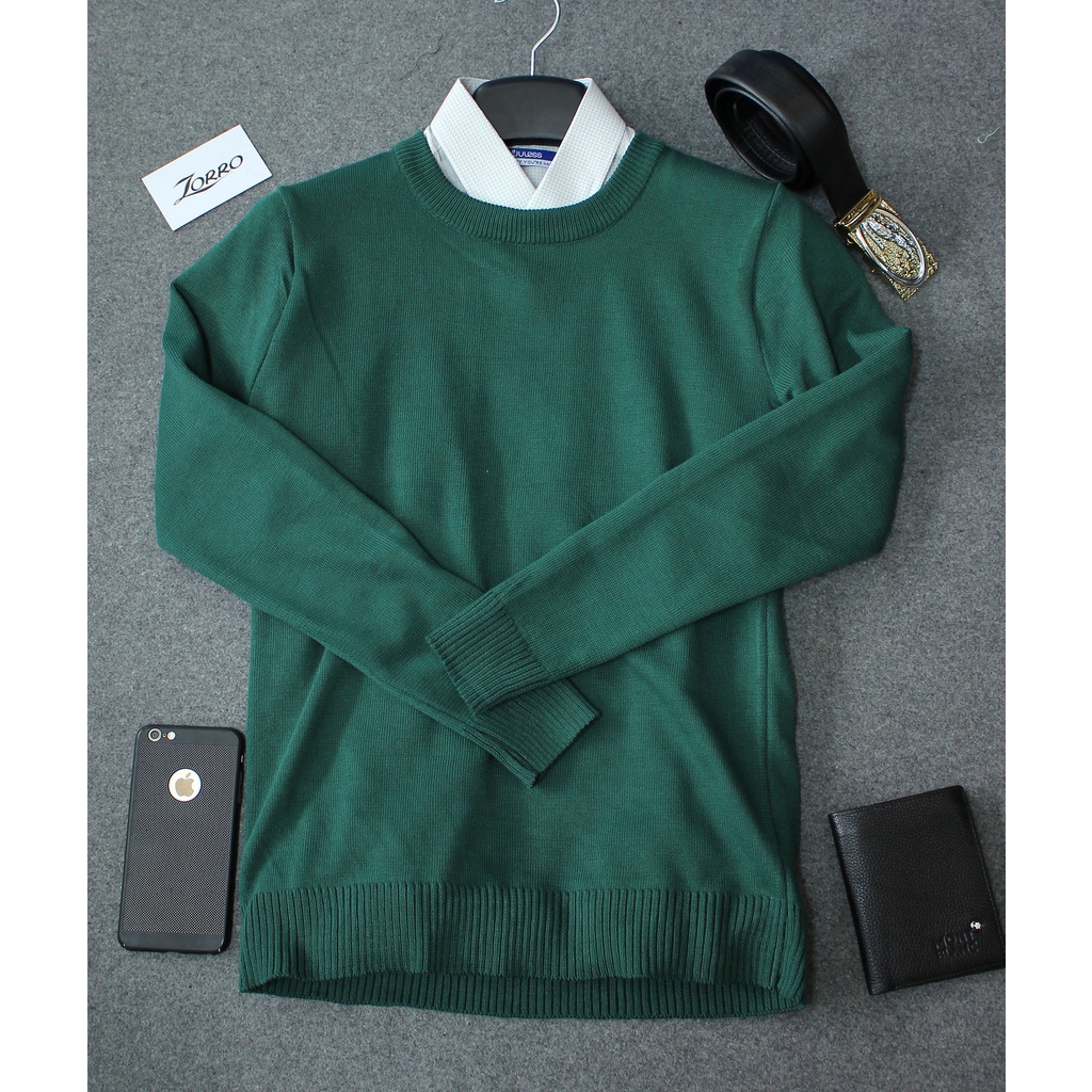 Áo len trơn cổ tròn nam màu trắng dày dặn dáng ôm nhẹ phù hợp cho cả nam và nữ hoặc làm áo đôi