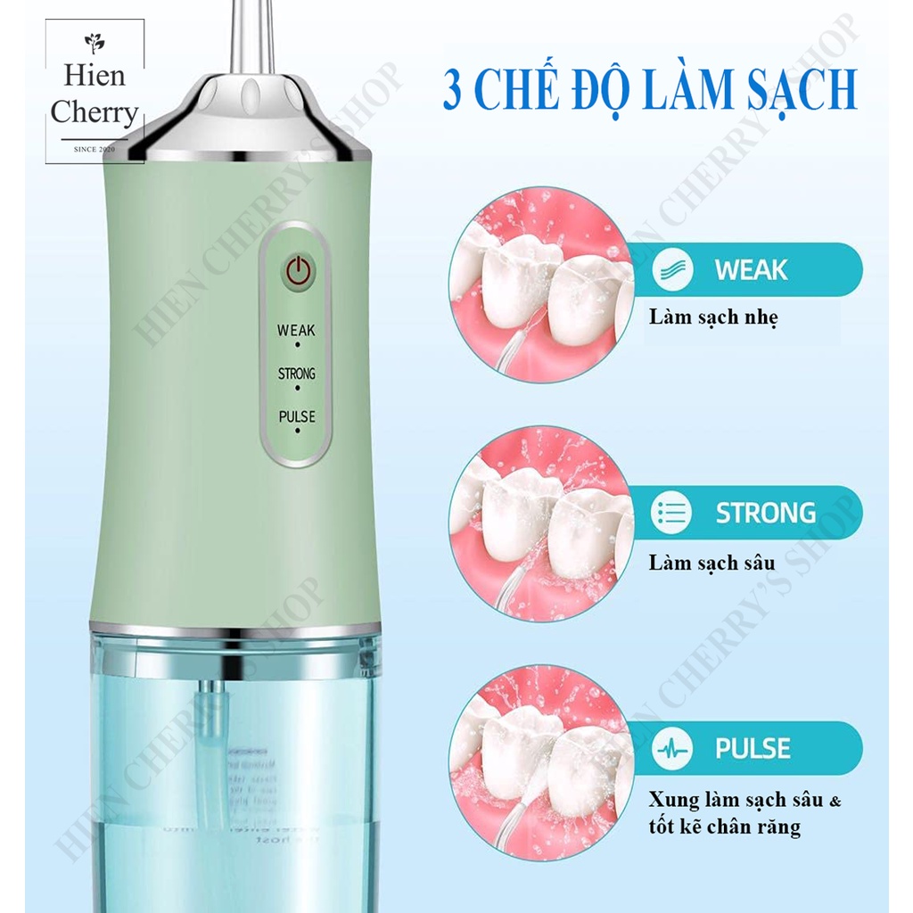 Tăm nước cầm tay ORAL - [Bảo hành 6 tháng] - Máy tăm nước vệ sinh răng miệng tiện lợi - Tặng kèm 4 đầu phun