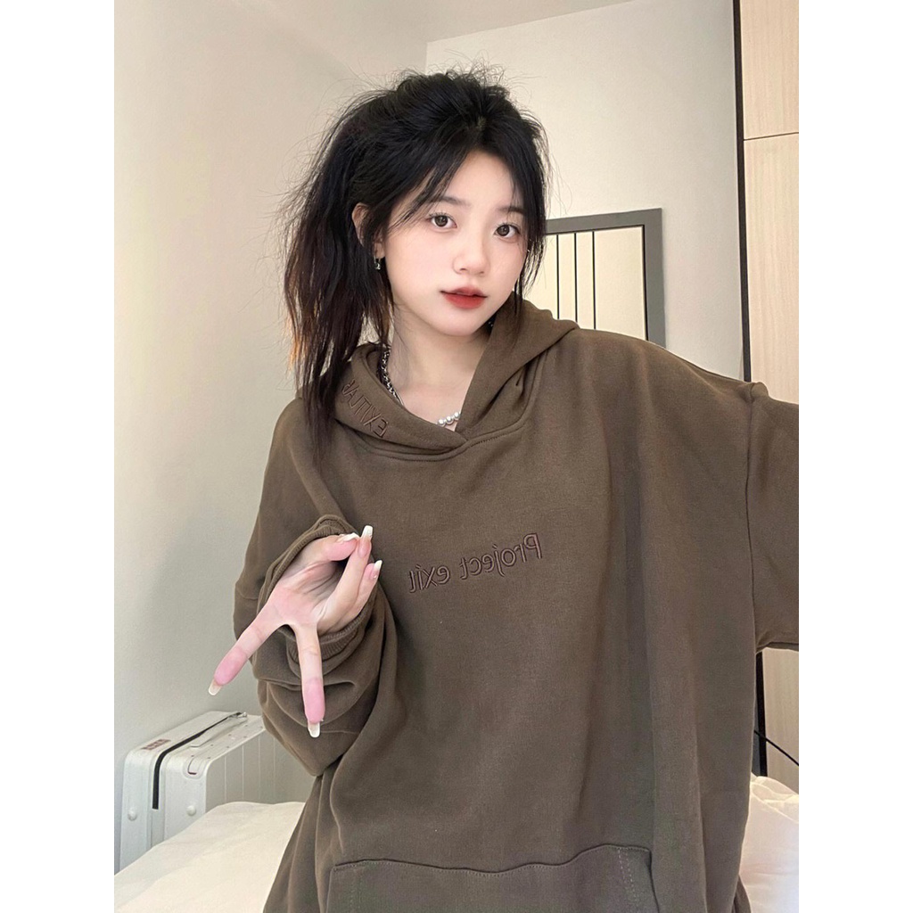 Áo Hoodie Thêu Chữ Phong Cách Hàn Quốc Thời Trang Cho Nữ