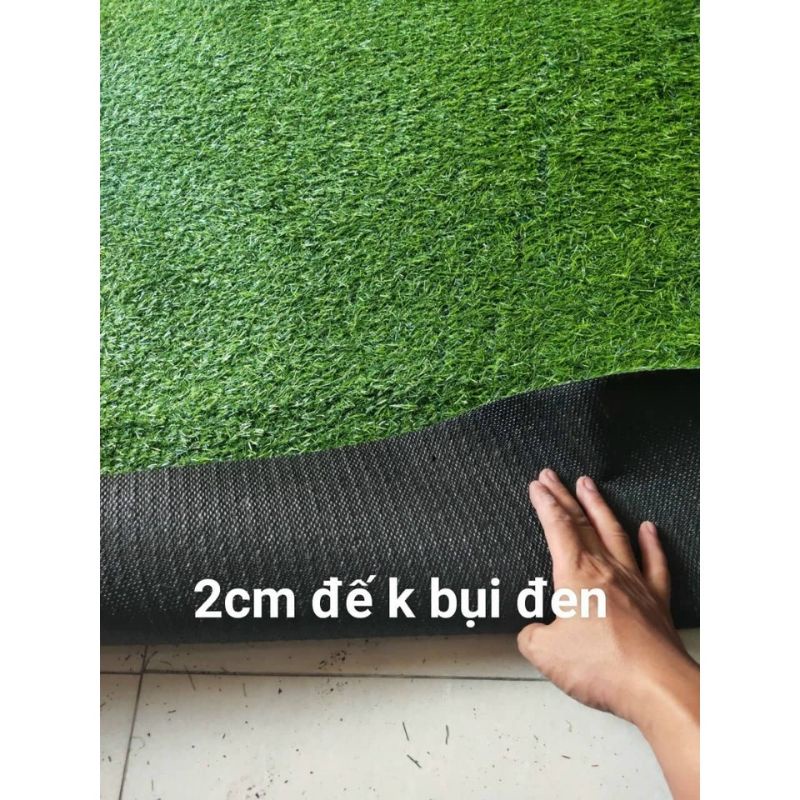 Thảm cỏ nhân tạo 2cm đế không bụi đen sợi nhựa sân vườn