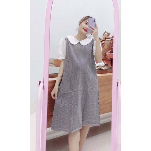 (Có size từ 40-100kg)Váy bầu công sở bigsize đến 100kg,dáng kẻ cực đẹp