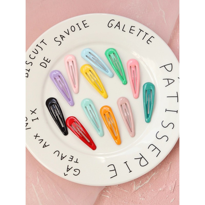 Kẹp tóc kim loại màu trơn đơn giản phong cách Hàn Quốc dành cho nữ