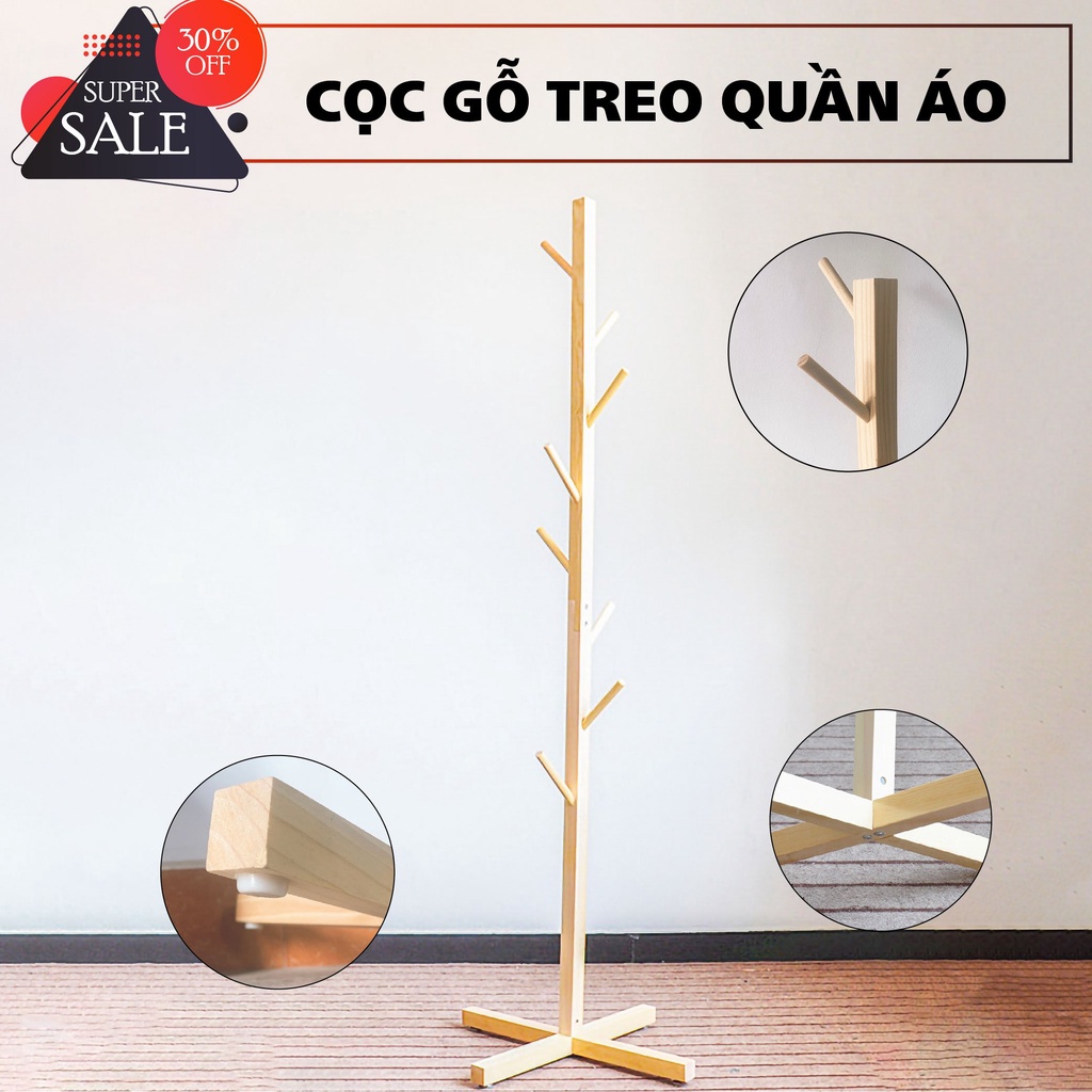 Cây Treo Quần Áo Gỗ Thông Cao Cấp - Phong Cách Hàn Quốc Decor Nhà Cửa - Kt 120 x 45 x 35cm