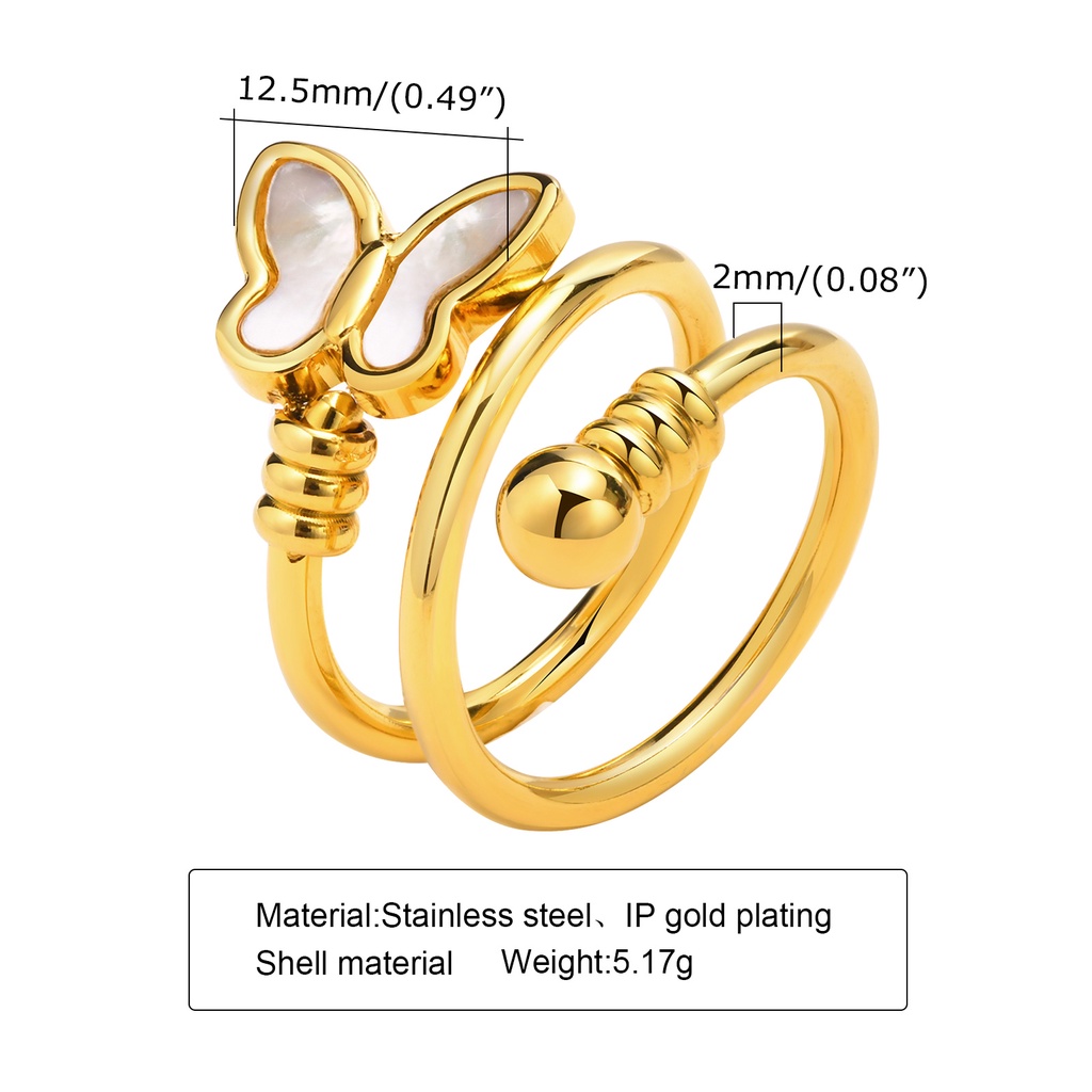 Vnox Nhẫn Hình Bướm Vỏ Sò Tông Vàng Sống Động Cho Nữ