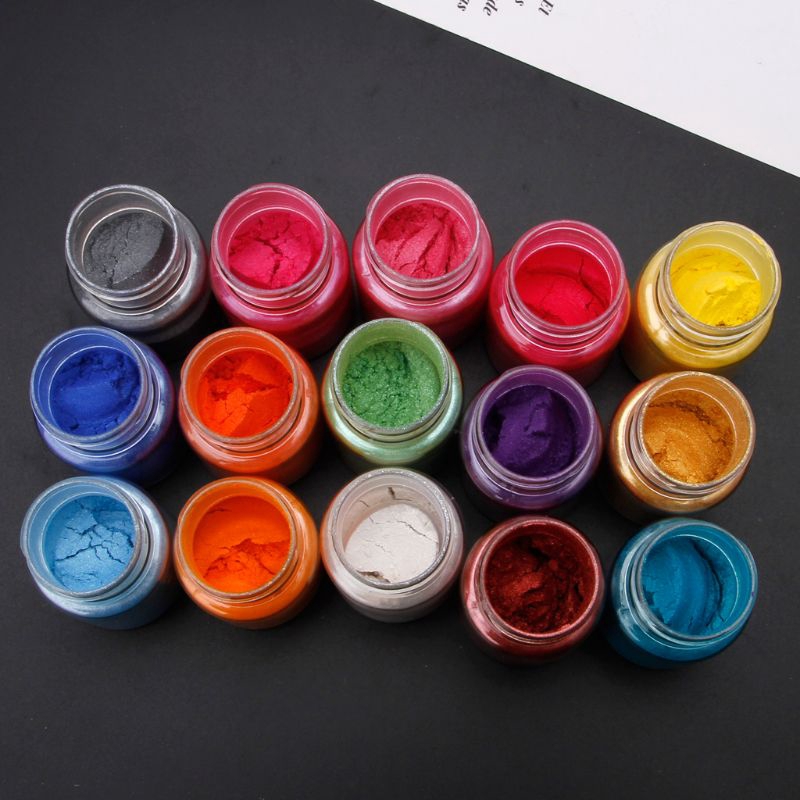✿ AUTU 15 Colors Mica Powder Jelwelry DIY Epoxy Resin Dye Pearl Pigment Natural Mica Mineral Powder